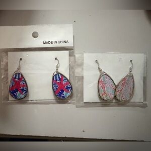 Lilly-Style Teardrop Earrings Colorful Coastal Print – New